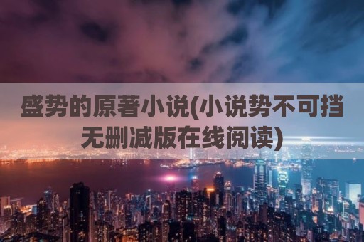 盛势的原著小说(小说势不可挡无删减版在线阅读)