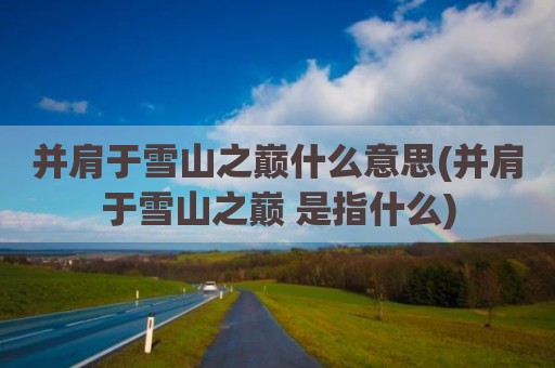 并肩于雪山之巅什么意思(并肩于雪山之巅 是指什么)