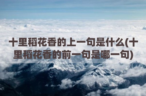 十里稻花香的上一句是什么(十里稻花香的前一句是哪一句)