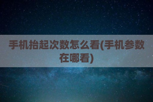 手机抬起次数怎么看(手机参数在哪看)