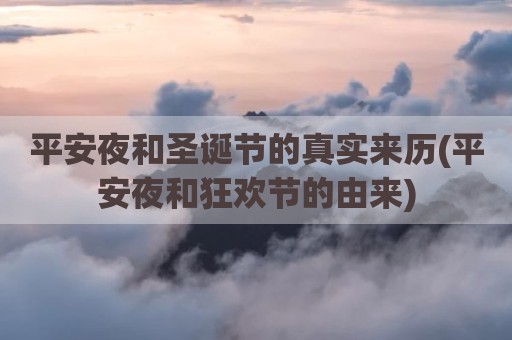 平安夜和圣诞节的真实来历(平安夜和狂欢节的由来)