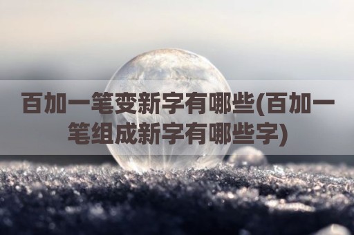 百加一笔变新字有哪些(百加一笔组成新字有哪些字)