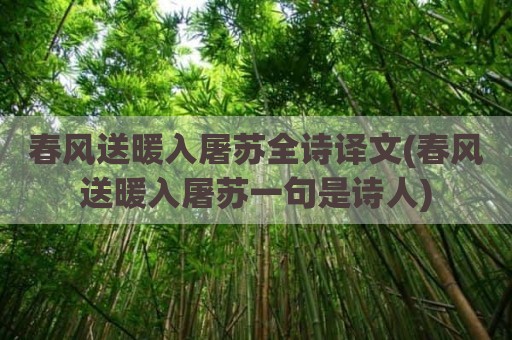 春风送暖入屠苏全诗译文(春风送暖入屠苏一句是诗人)
