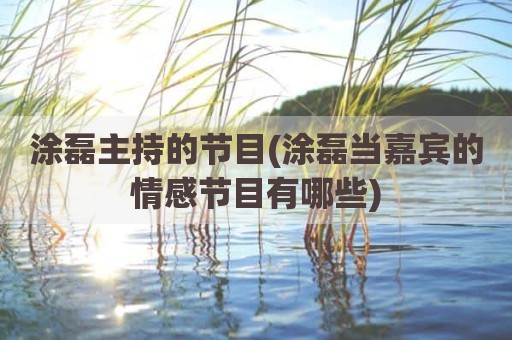 涂磊主持的节目(涂磊当嘉宾的情感节目有哪些)