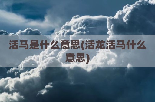 活马是什么意思(活龙活马什么意思)