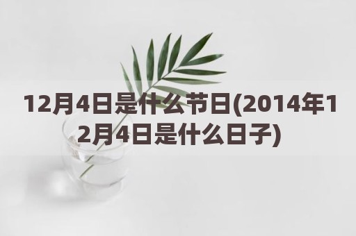 12月4日是什么节日(2014年12月4日是什么日子)