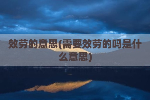 效劳的意思(需要效劳的吗是什么意思)