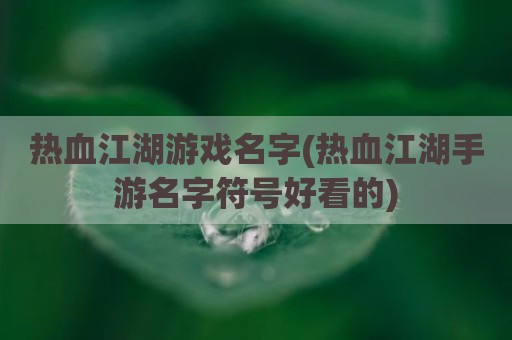 热血江湖游戏名字(热血江湖手游名字符号好看的)