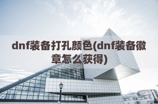 dnf装备打孔颜色(dnf装备徽章怎么获得)