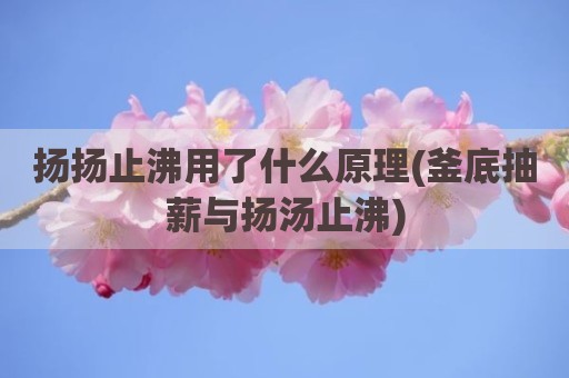扬扬止沸用了什么原理(釜底抽薪与扬汤止沸)