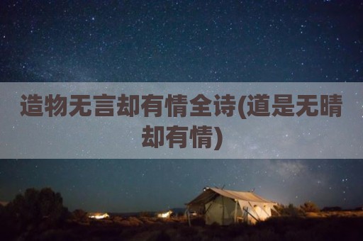 造物无言却有情全诗(道是无晴却有情)