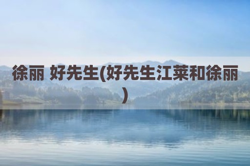 徐丽 好先生(好先生江莱和徐丽)