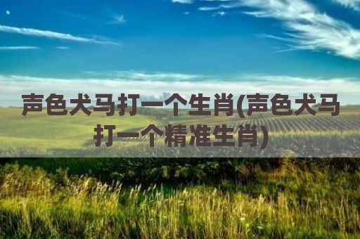 声色犬马打一个生肖(声色犬马打一个精准生肖)
