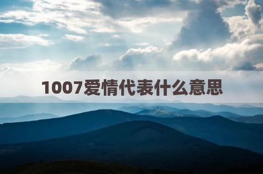1007爱情代表什么意思