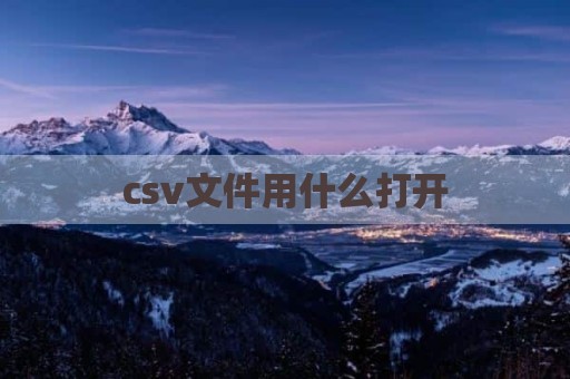 csv文件用什么打开